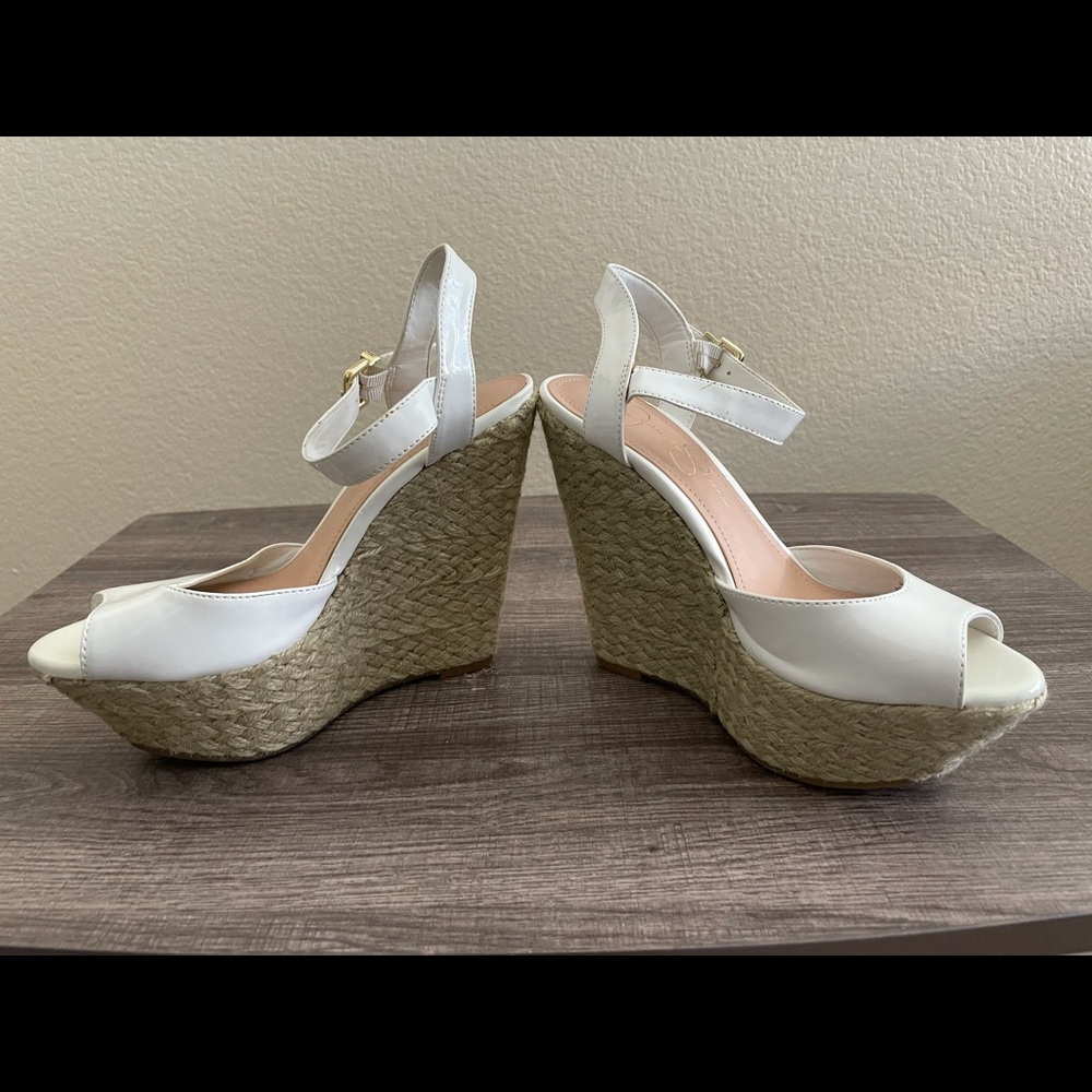 Jessica Simpson White Cork Wedges